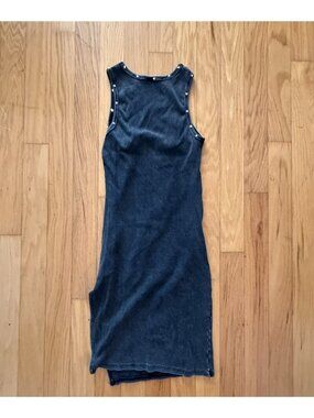 Romwe Women's Large Gray Distressed Star Studded Knit Bodycon Dress